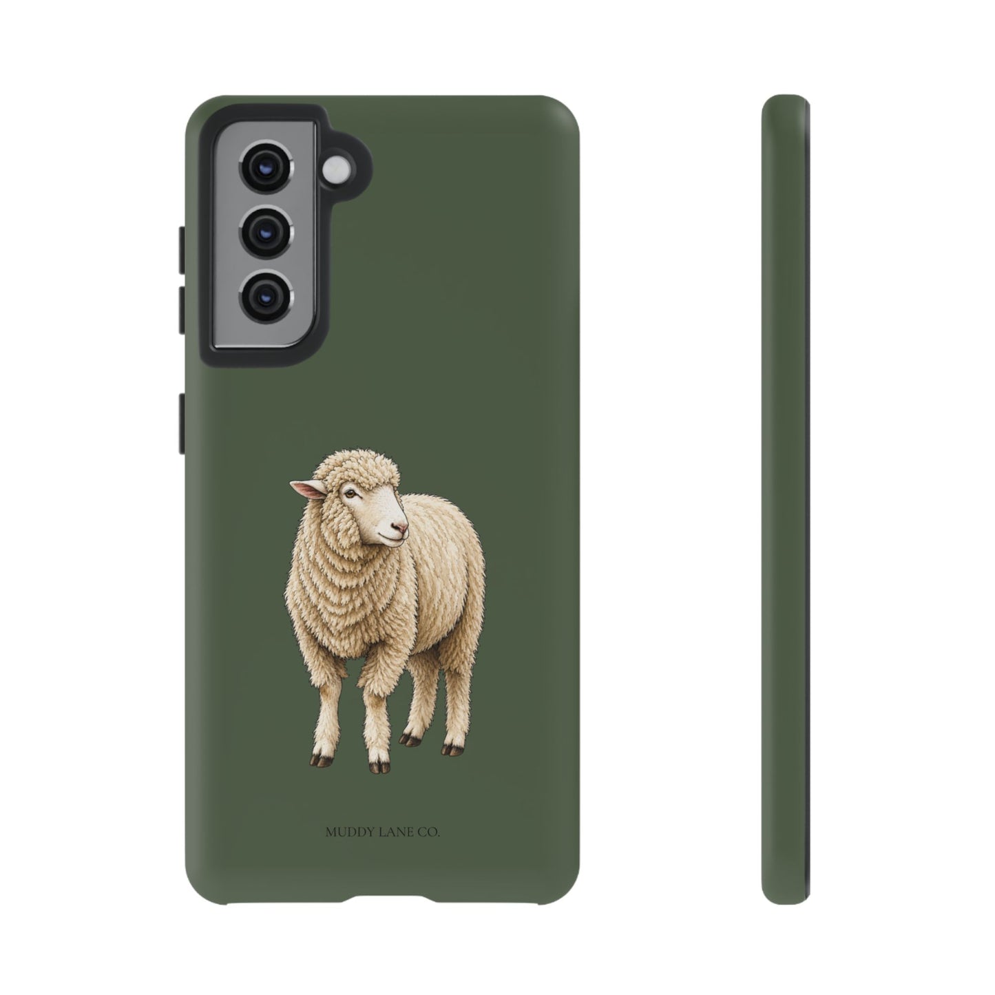 Sheep Tough Phone Case in Forest Green Matte
