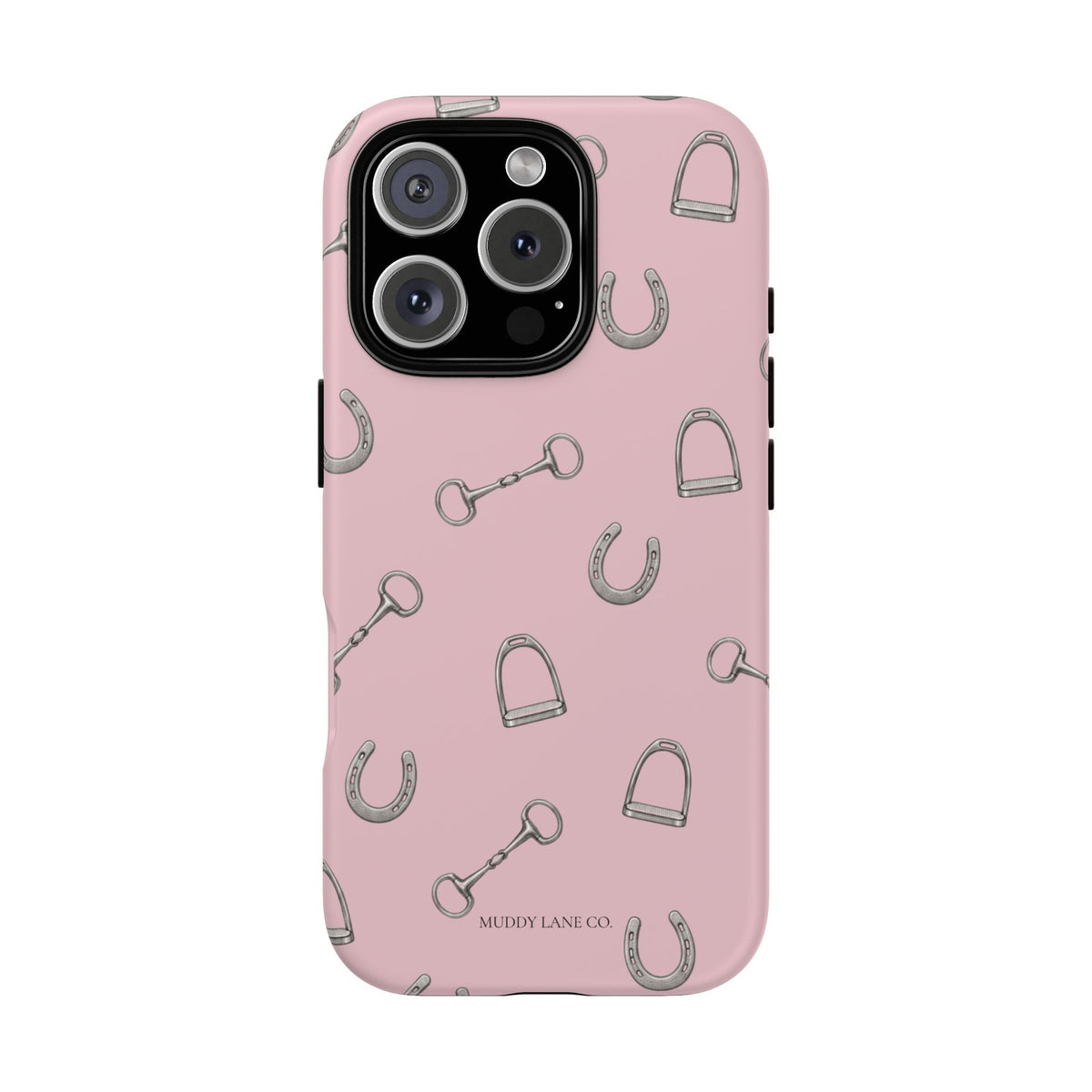 Tack Room Pattern Tough Phone Case in Soft Rosette Pink Matte