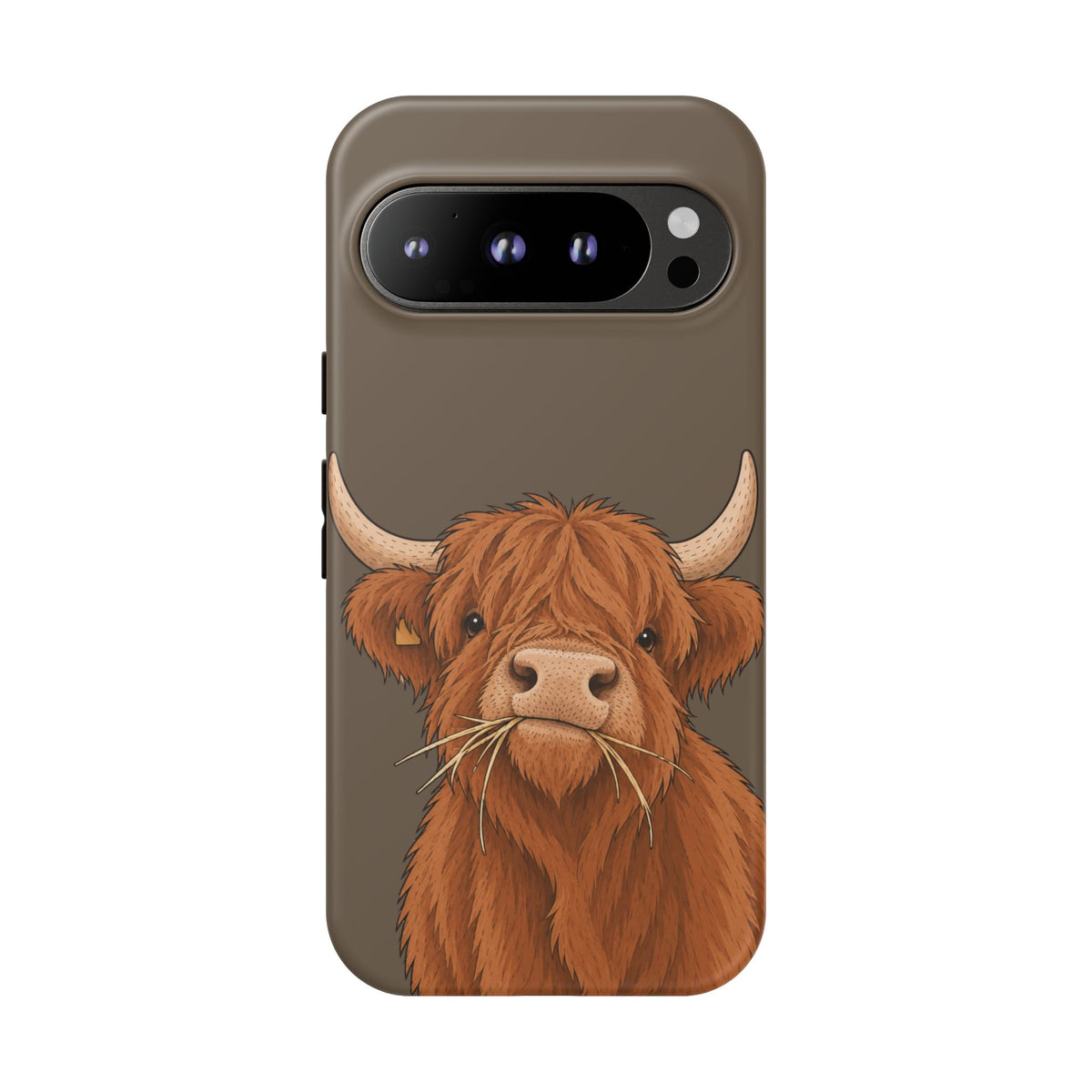 Highland Cow Close-Up Tough Phone Case in Taupe Brown Matte