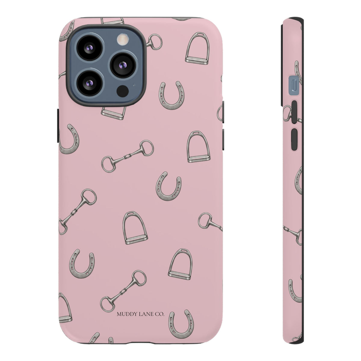 Tack Room Pattern Tough Phone Case in Soft Rosette Pink Matte