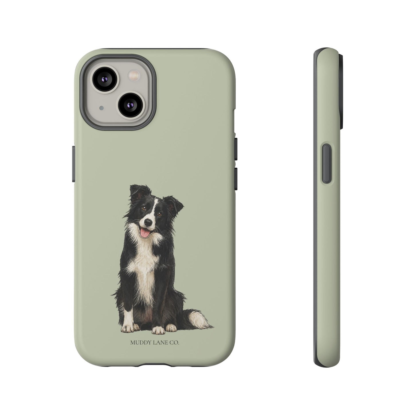 Border Collie Tough Phone Case in Light Sage Matte
