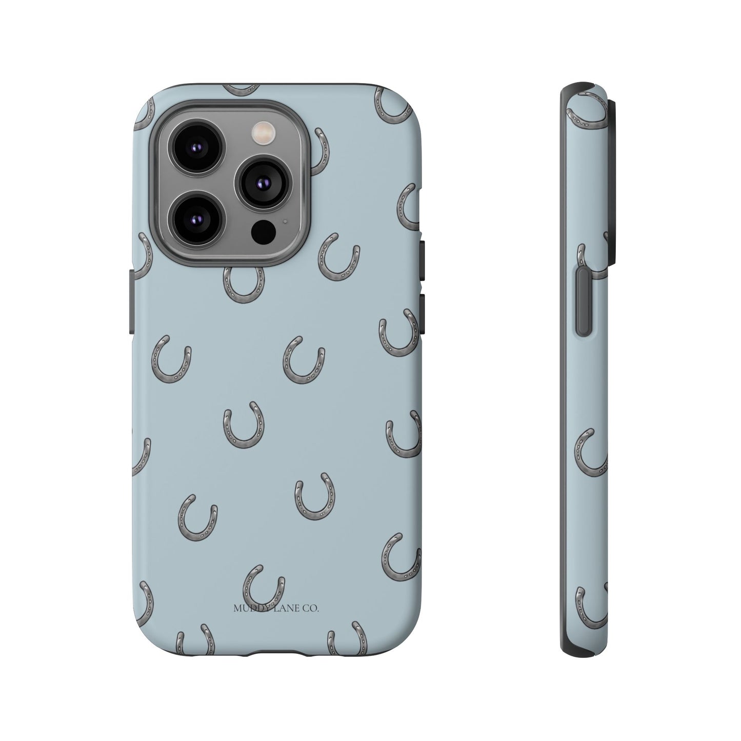 Horseshoe Pattern Tough Phone Case in Dusty Blue Matte