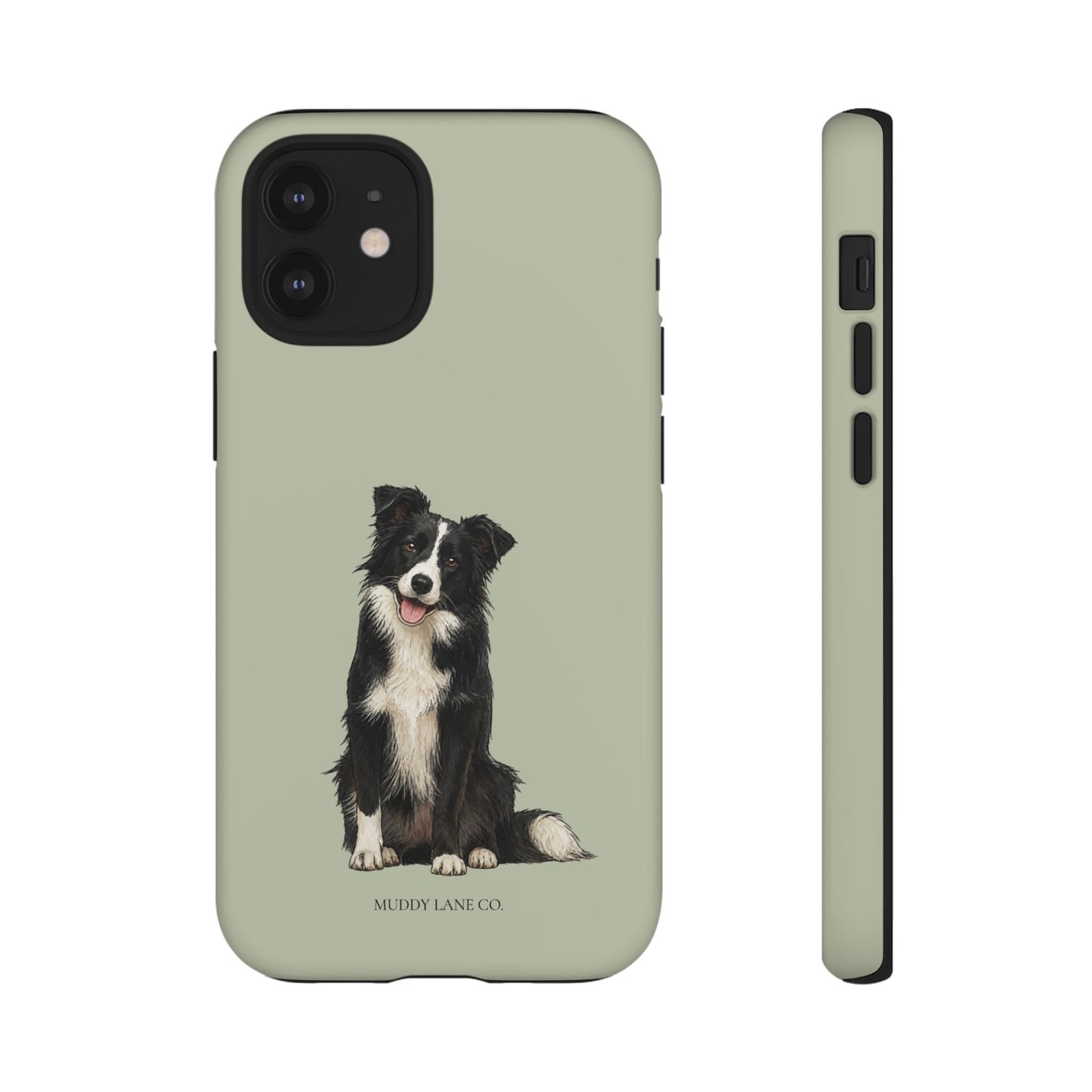 Border Collie Tough Phone Case in Light Sage Matte