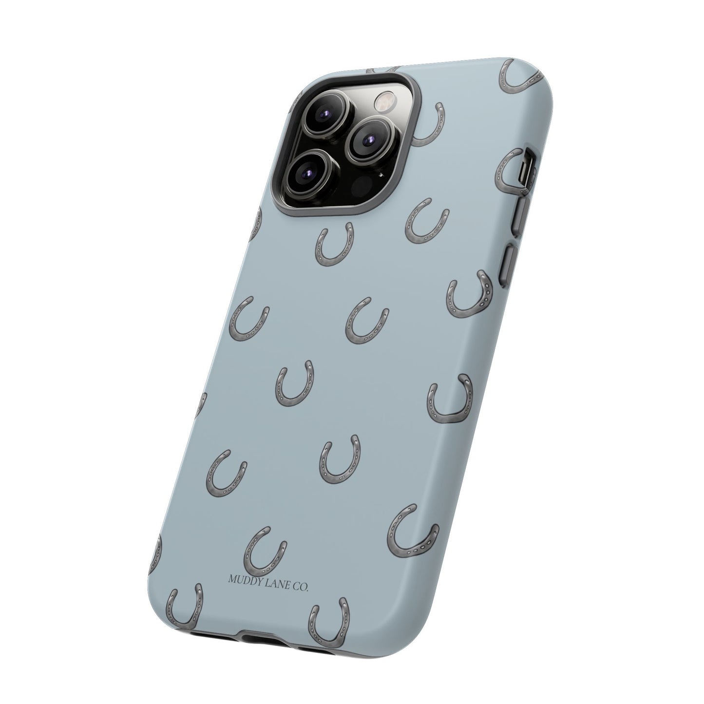 Horseshoe Pattern Tough Phone Case in Dusty Blue Matte