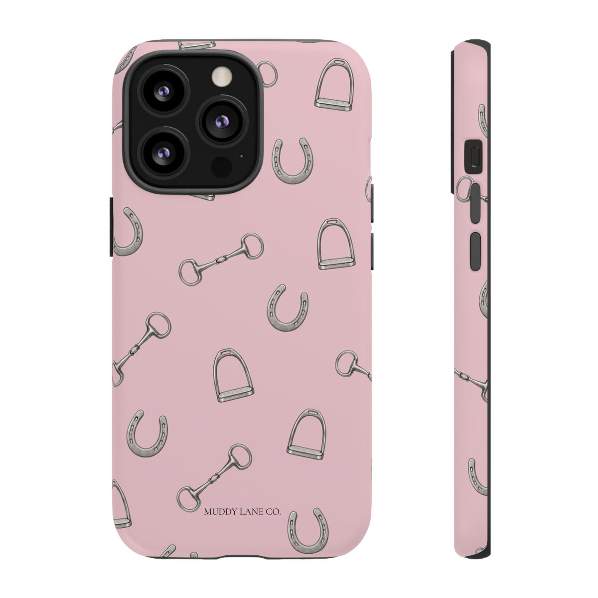 Tack Room Pattern Tough Phone Case in Soft Rosette Pink Matte