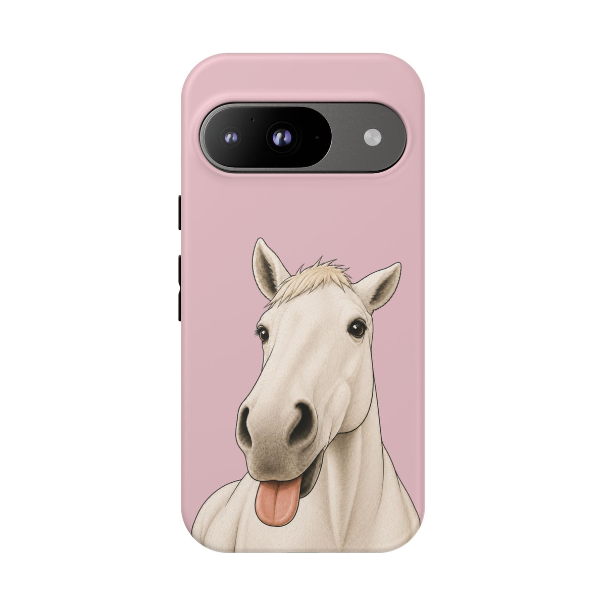 Silly White Horse Tough Phone Case in Soft Rosette Pink Matte