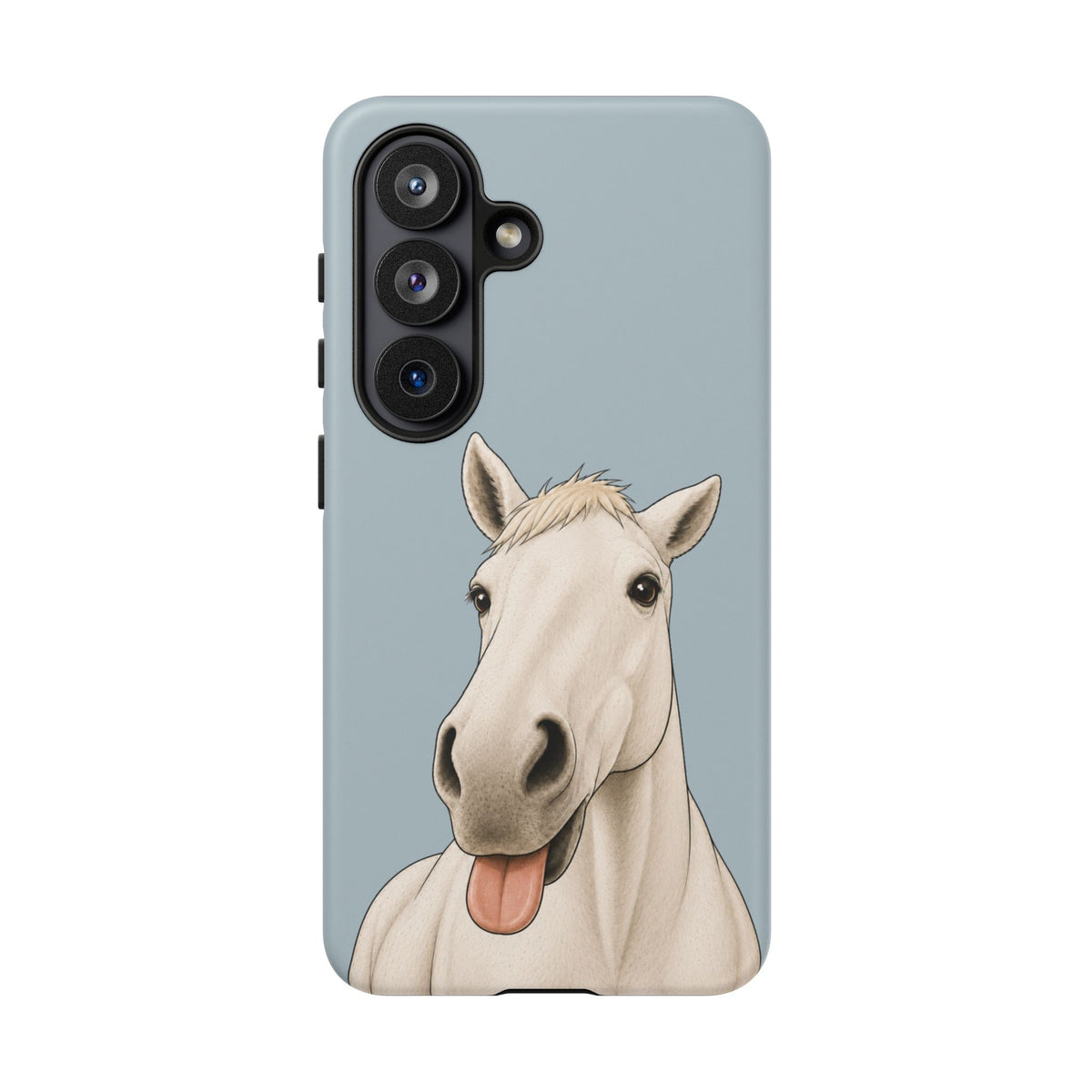 Silly White Horse Tough Phone Case in Dusty Blue Matte