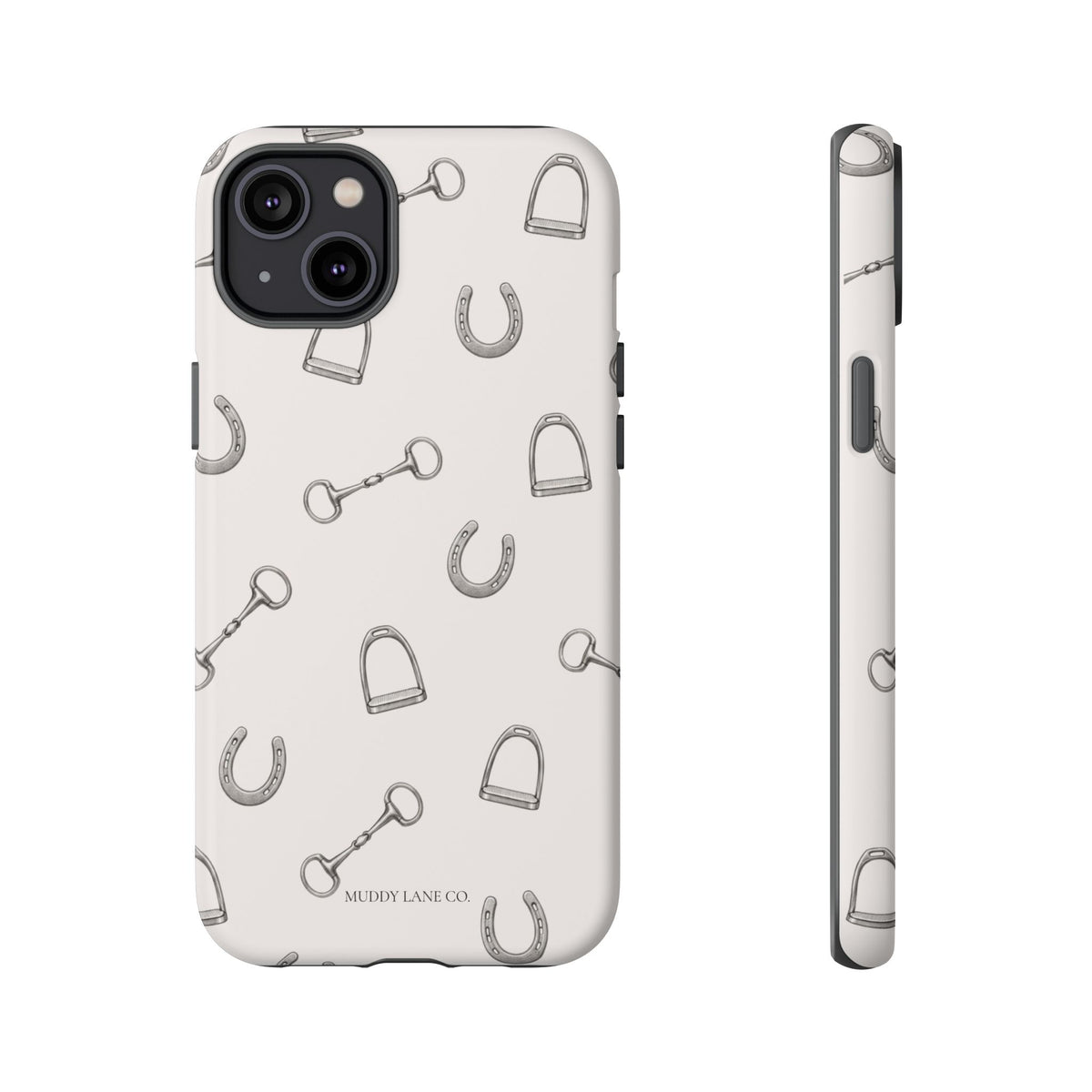 Tack Room Pattern Tough Phone Case in Warm Cream Matte