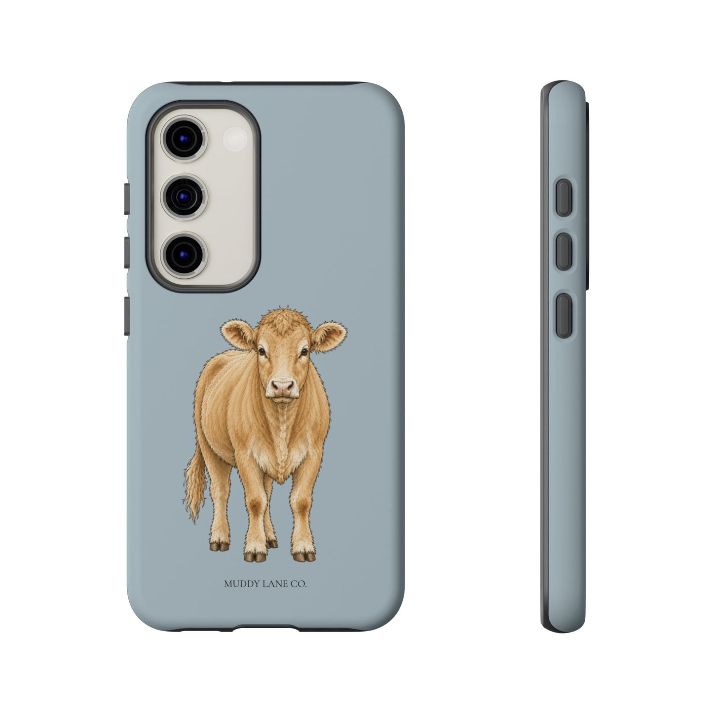 Farm Cow Tough Phone Case in Dusty Blue Matte