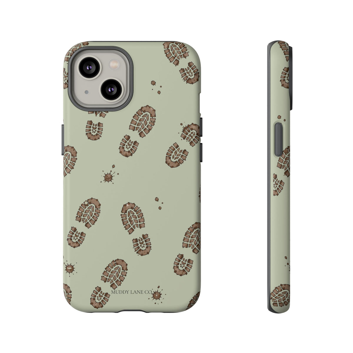 Muddy Boot Print Tough Phone Case in Light Sage Matte