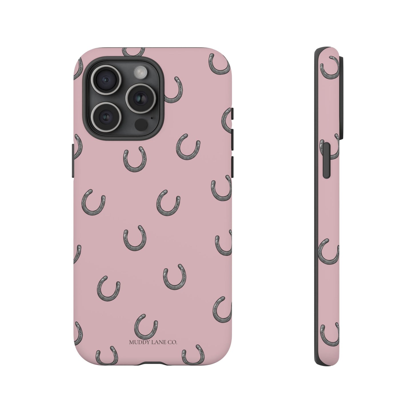 Horseshoe Pattern Tough Phone Case in Soft Rosette Pink Matte