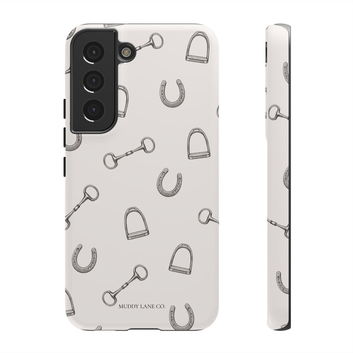 Tack Room Pattern Tough Phone Case in Warm Cream Matte