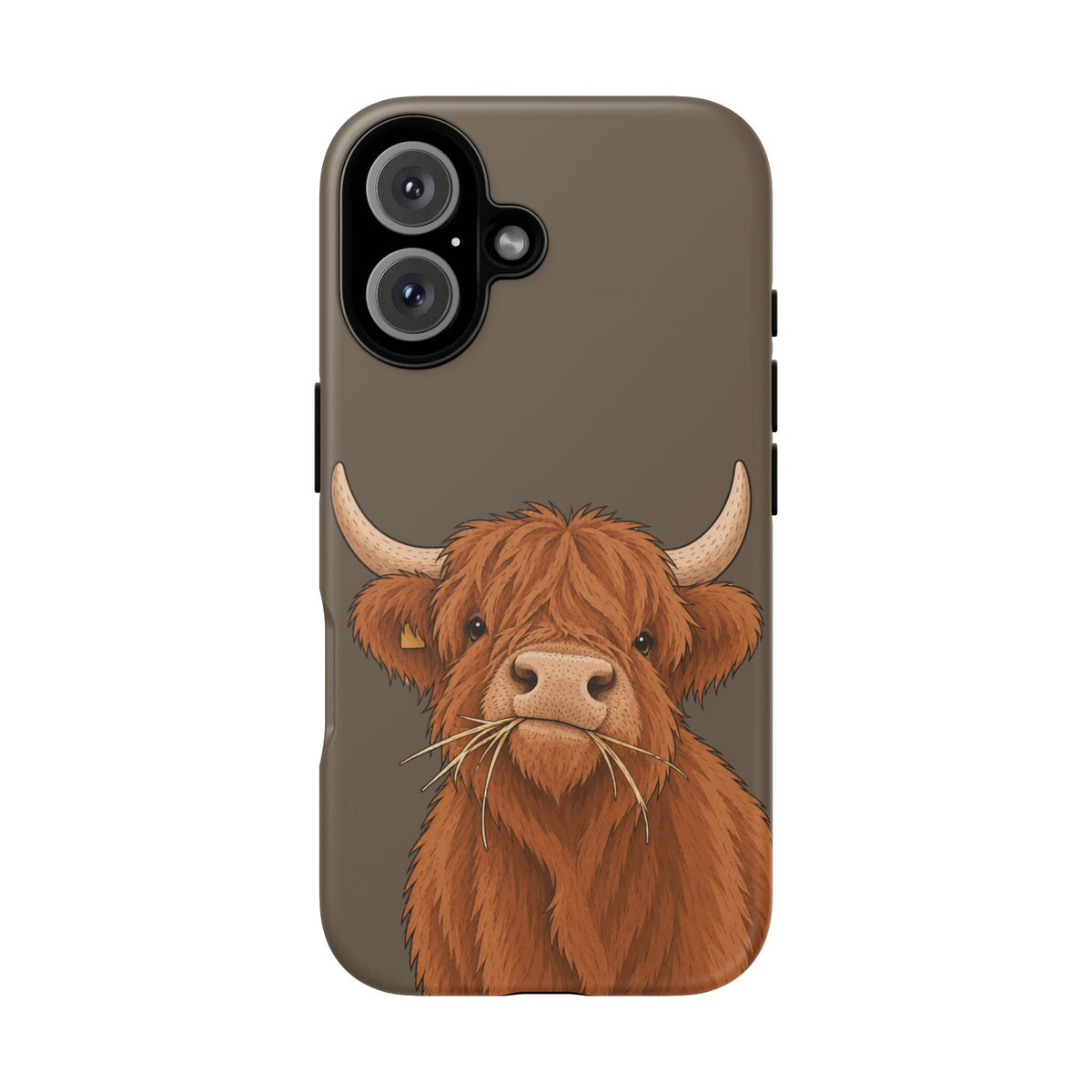 Highland Cow Close-Up Tough Phone Case in Taupe Brown Matte