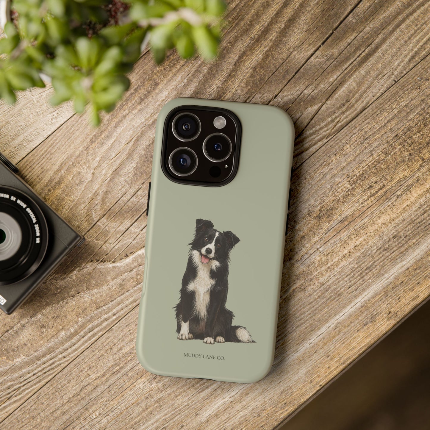 Border Collie Tough Phone Case in Light Sage Matte