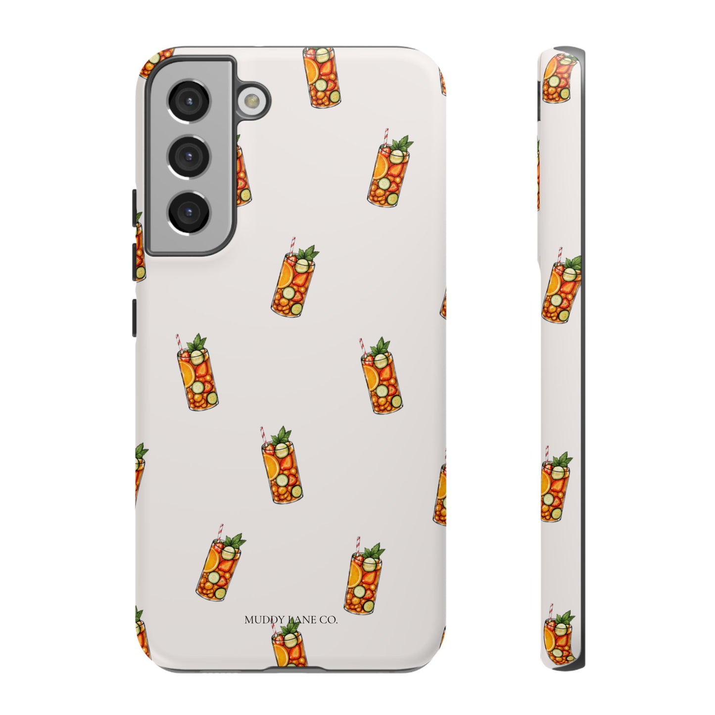 Summer Drink Pattern Tough Phone Case in Warm Cream Matte