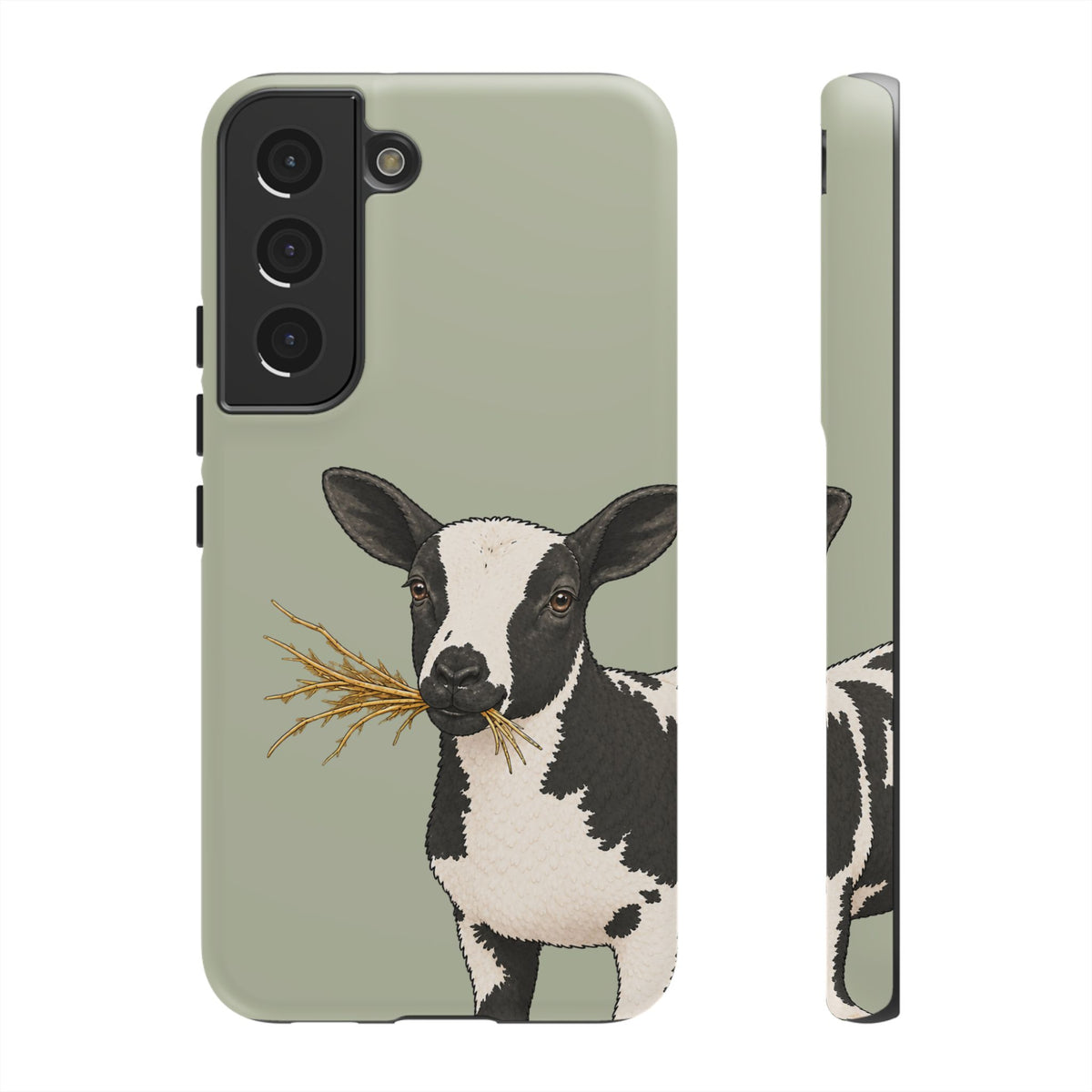 Dutch Spotted Sheep Close-Up Tough Phone Case in Light Sage Matte