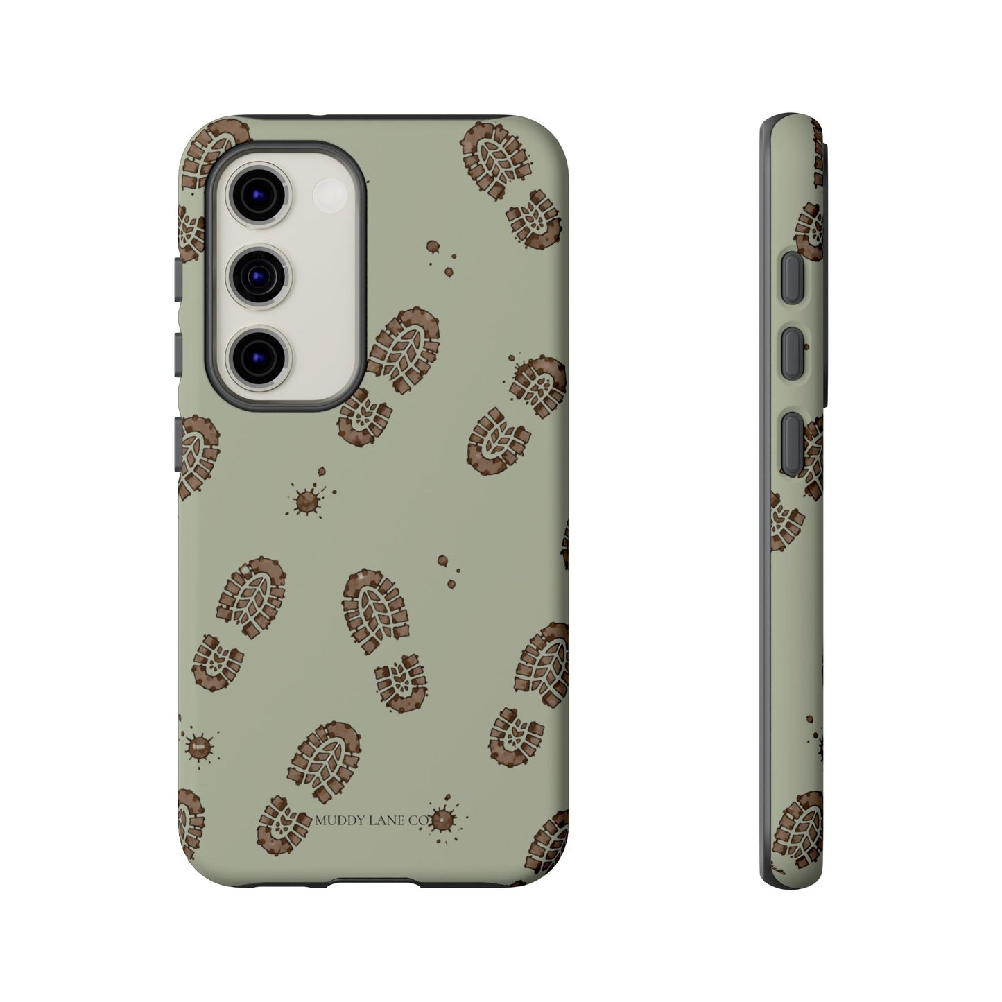 Muddy Boot Print Tough Phone Case in Light Sage Matte