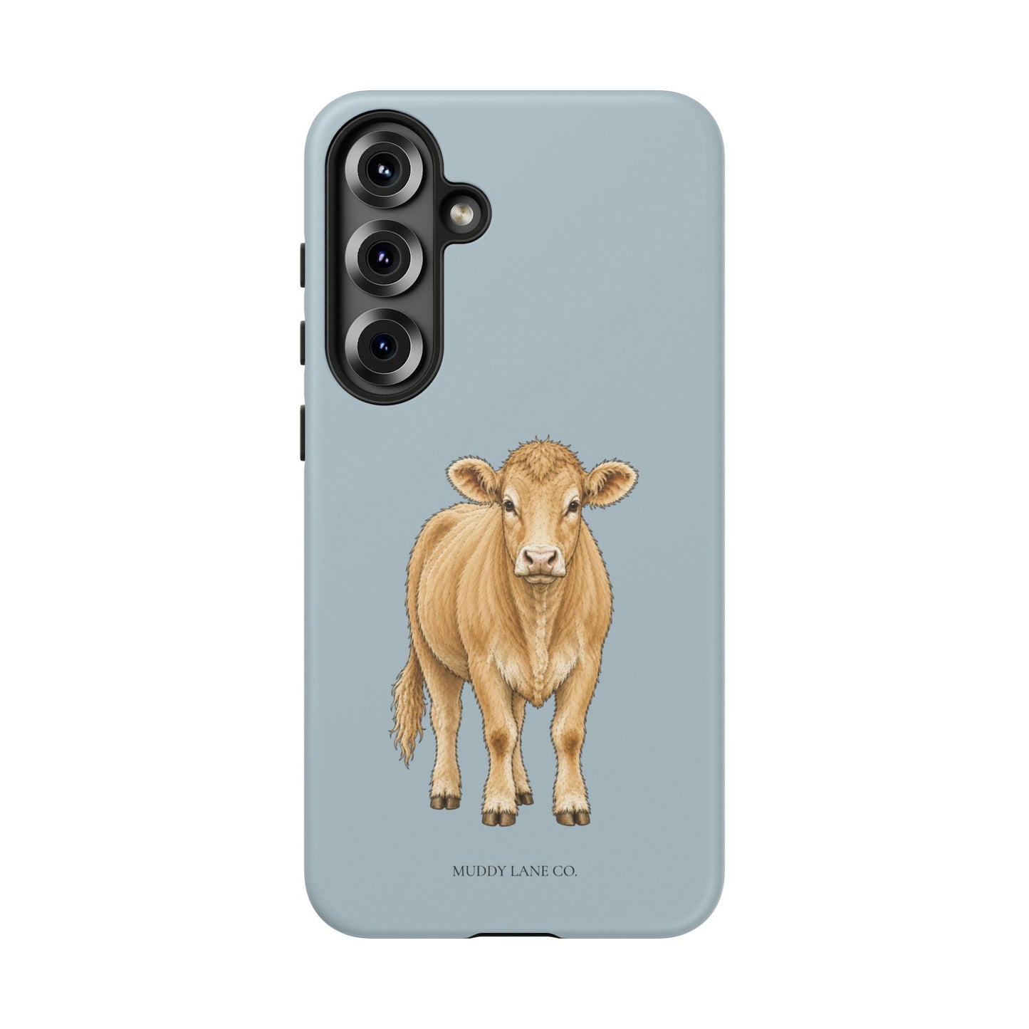 Farm Cow Tough Phone Case in Dusty Blue Matte
