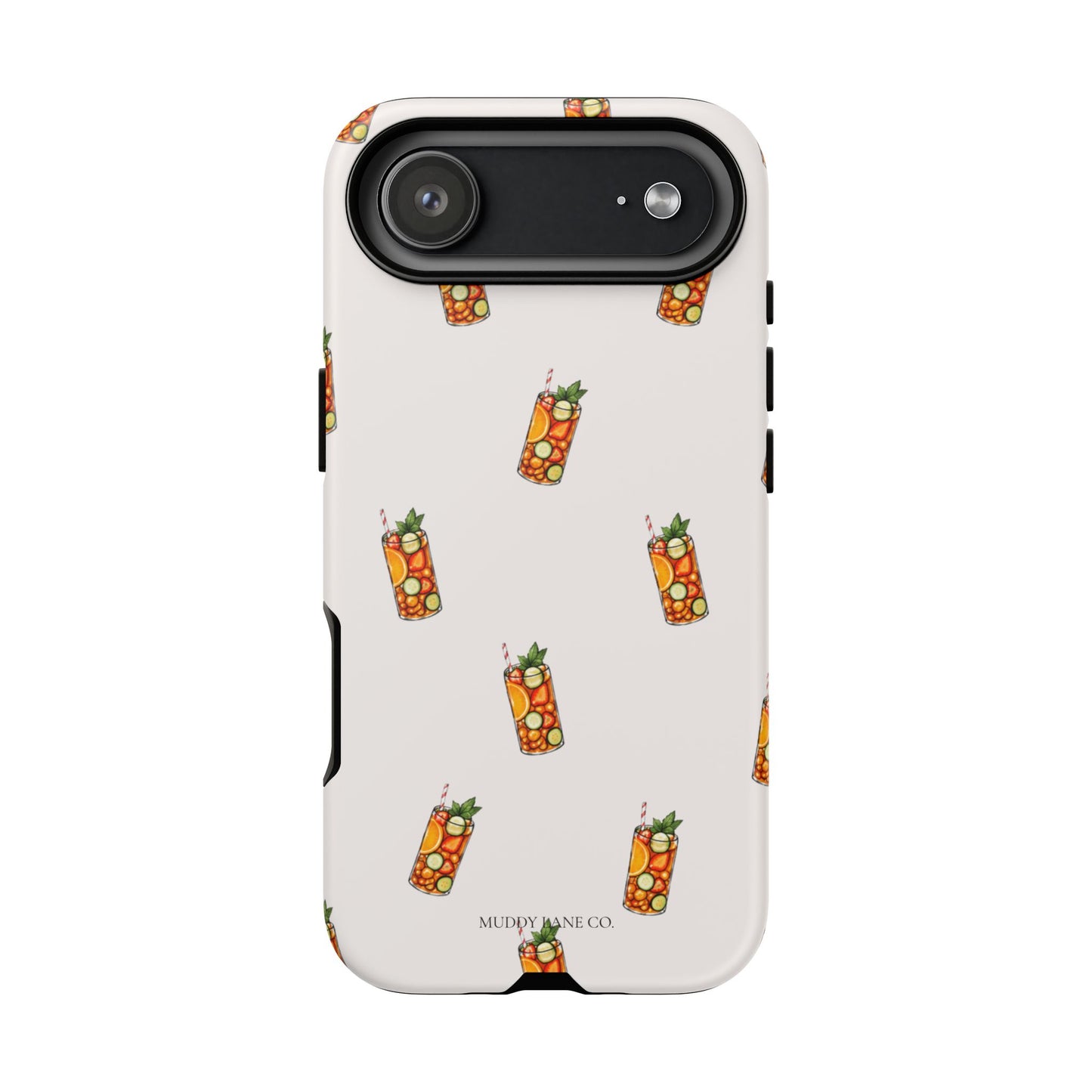 Summer Drink Pattern Tough Phone Case in Warm Cream Matte