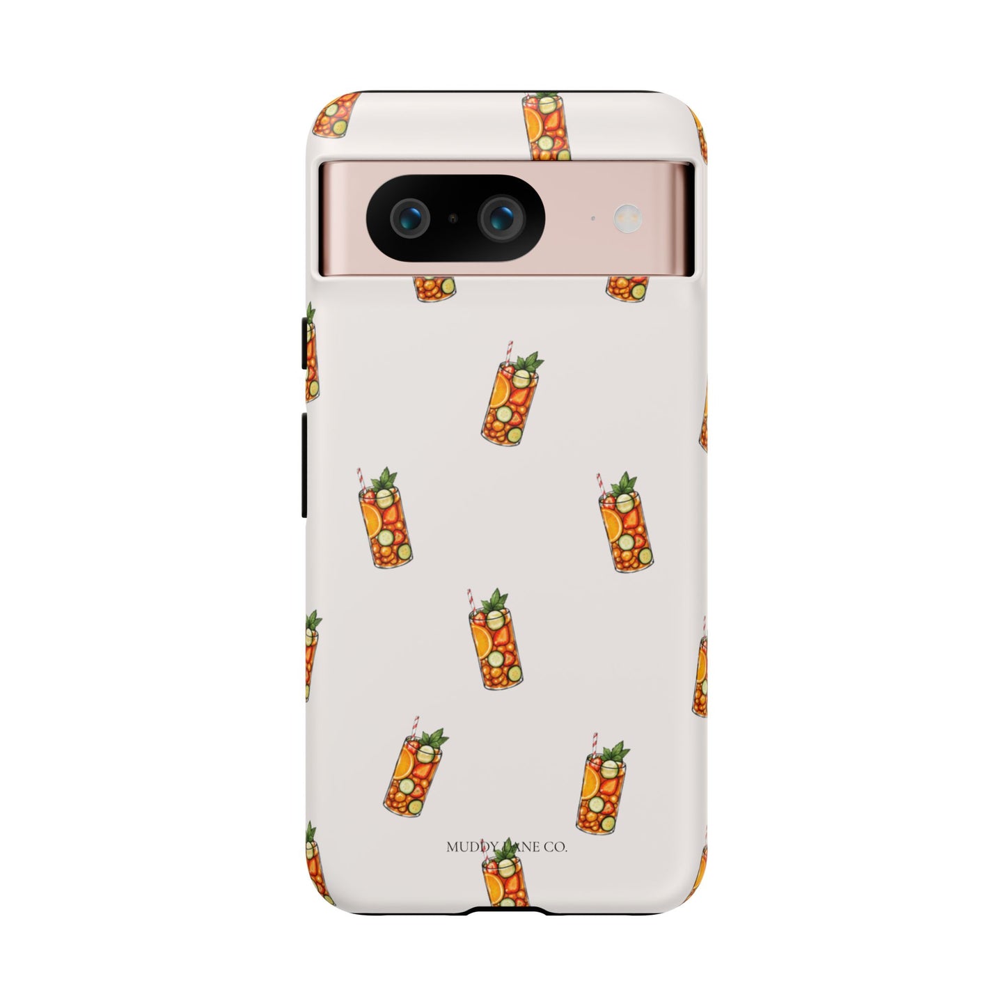 Summer Drink Pattern Tough Phone Case in Warm Cream Matte