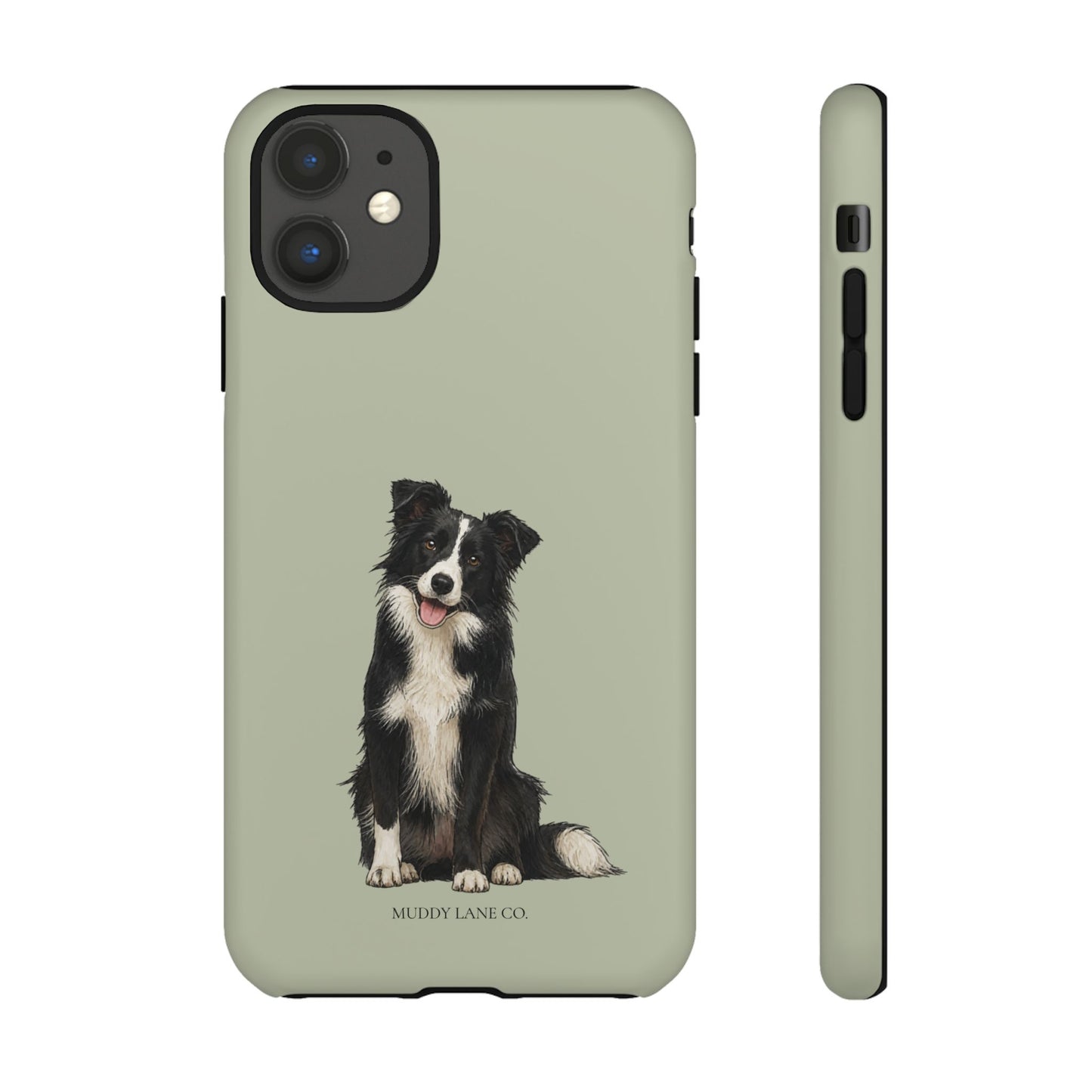 Border Collie Tough Phone Case in Light Sage Matte