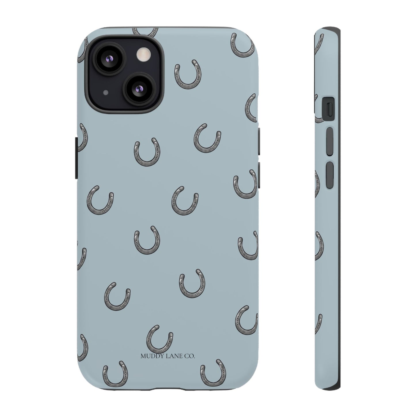 Horseshoe Pattern Tough Phone Case in Dusty Blue Matte