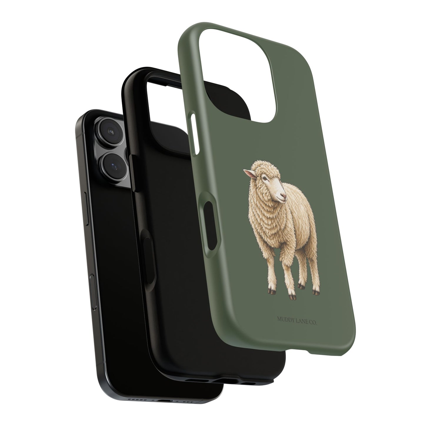 Sheep Tough Phone Case in Forest Green Matte