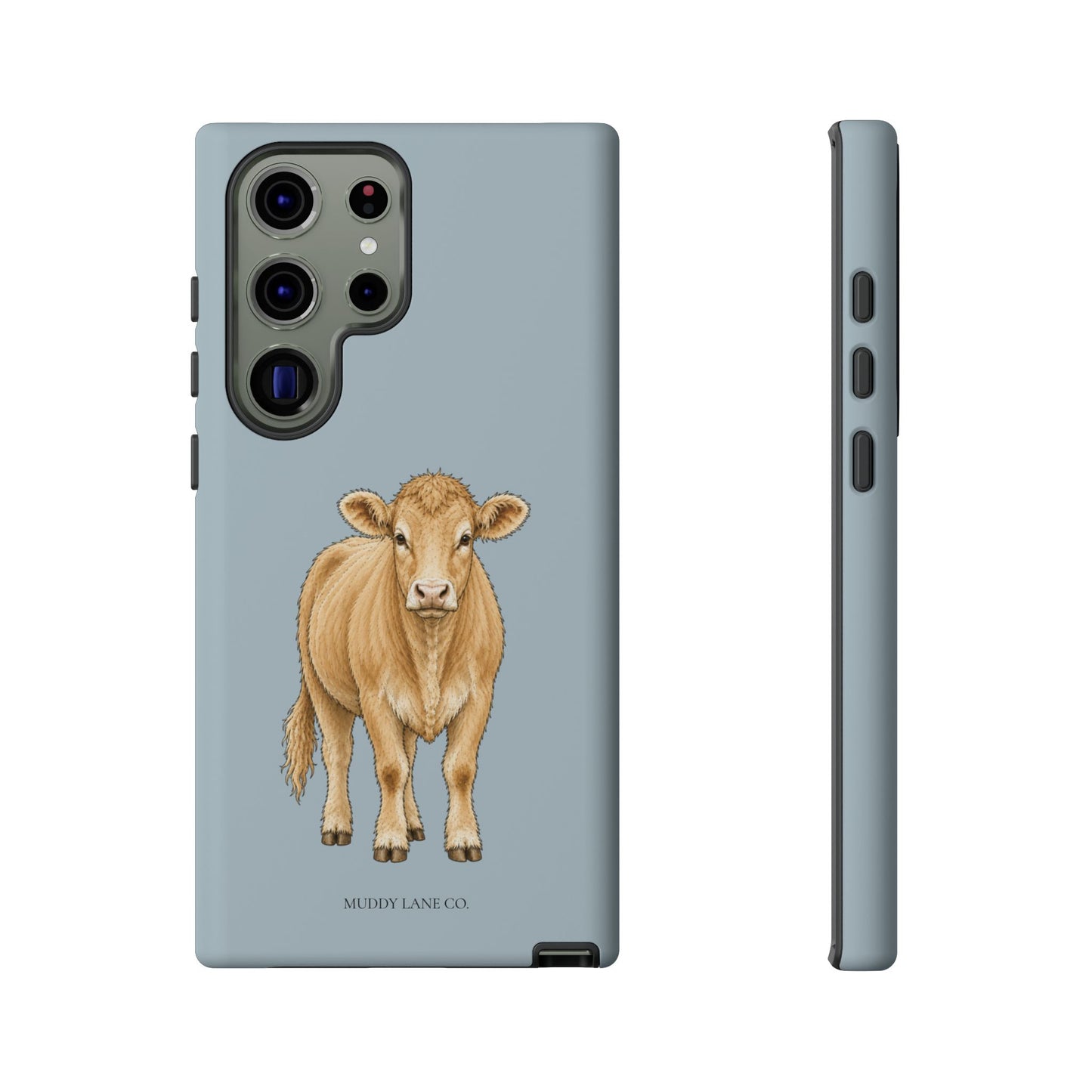 Farm Cow Tough Phone Case in Dusty Blue Matte