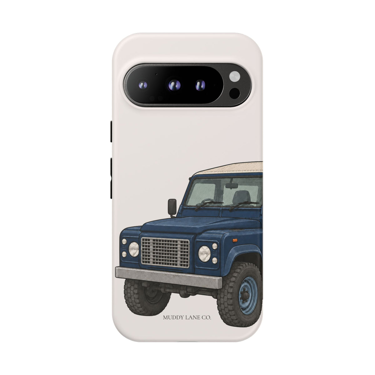 Blue Classic 4x4 Close-Up Tough Phone Case in Warm Cream Matte