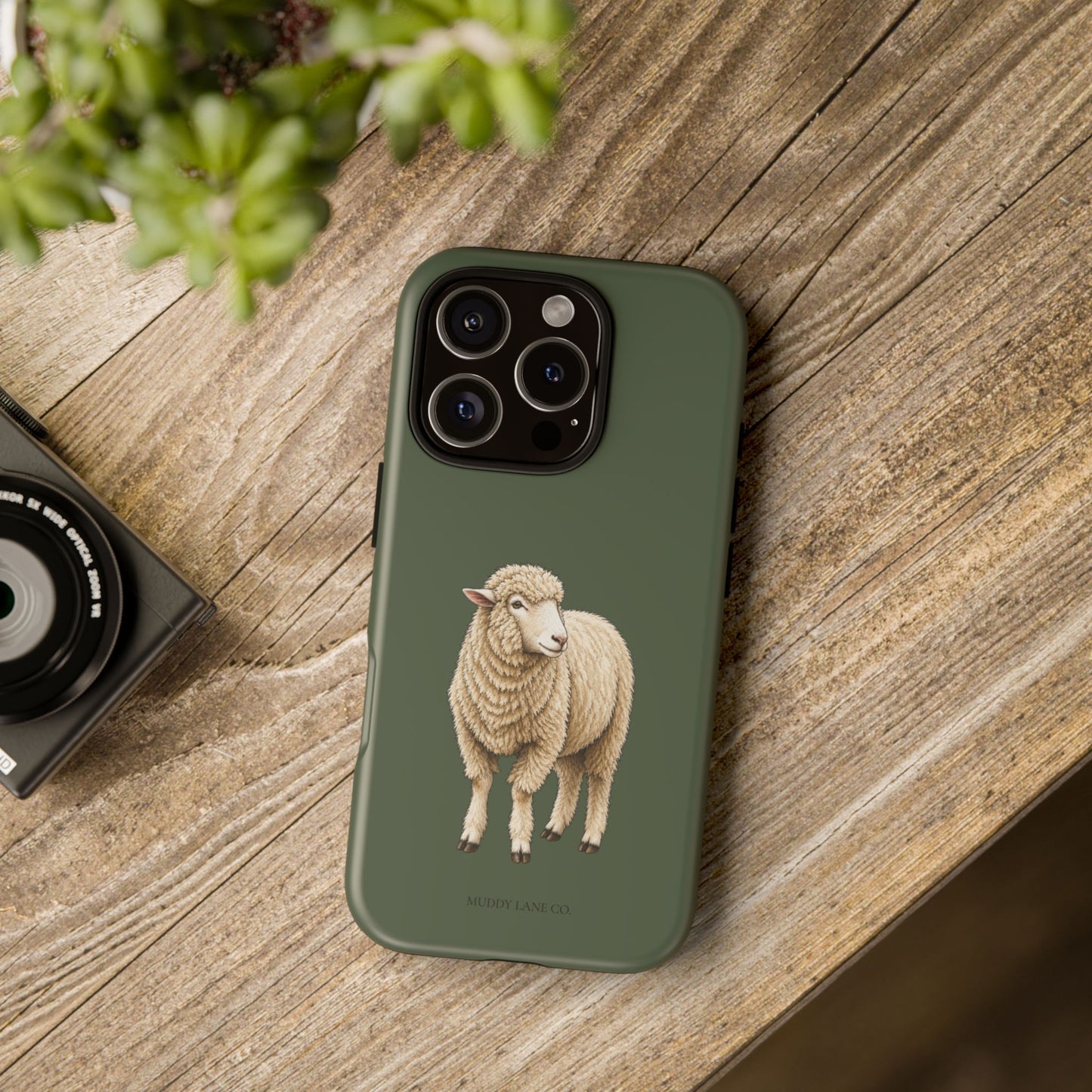 Sheep Tough Phone Case in Forest Green Matte