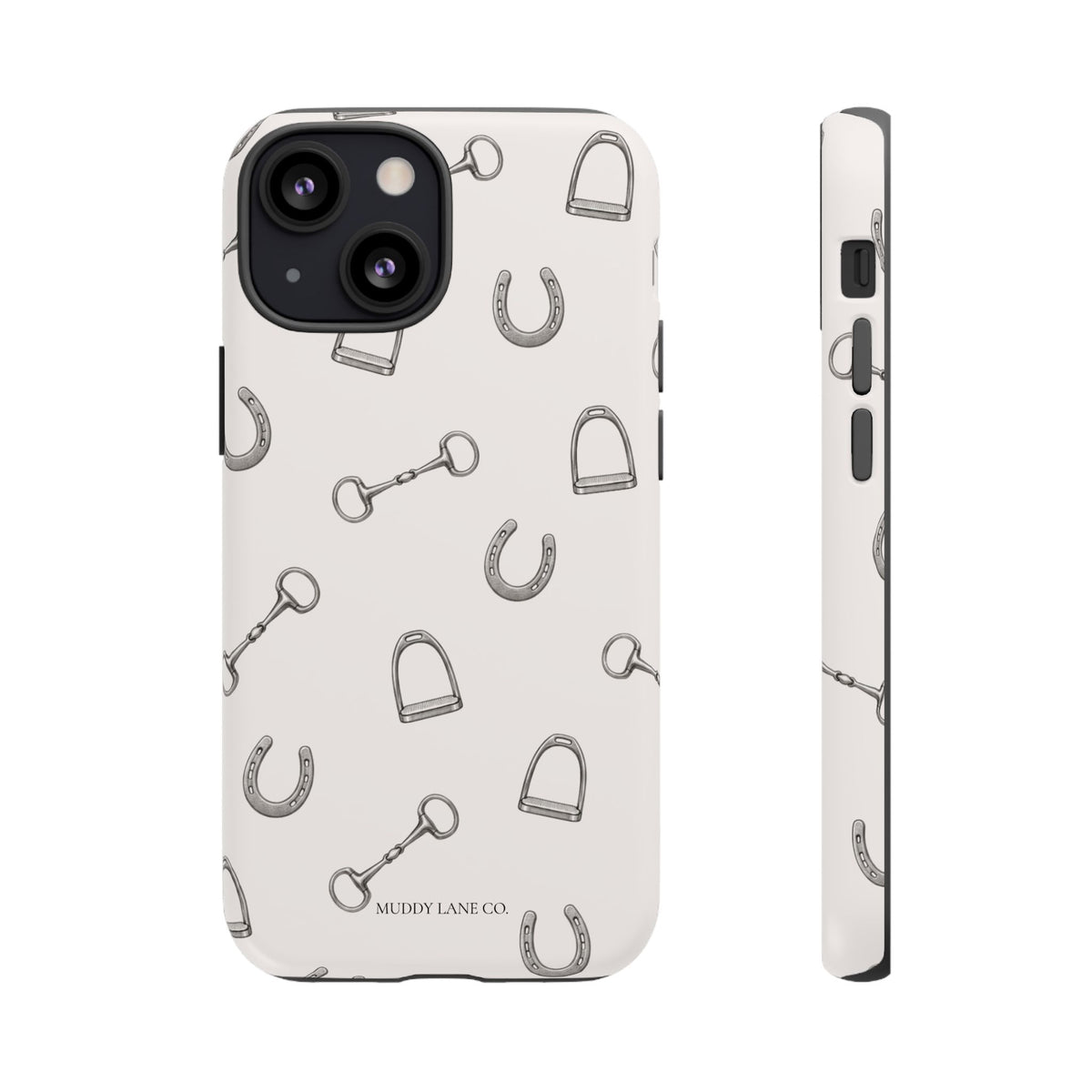 Tack Room Pattern Tough Phone Case in Warm Cream Matte