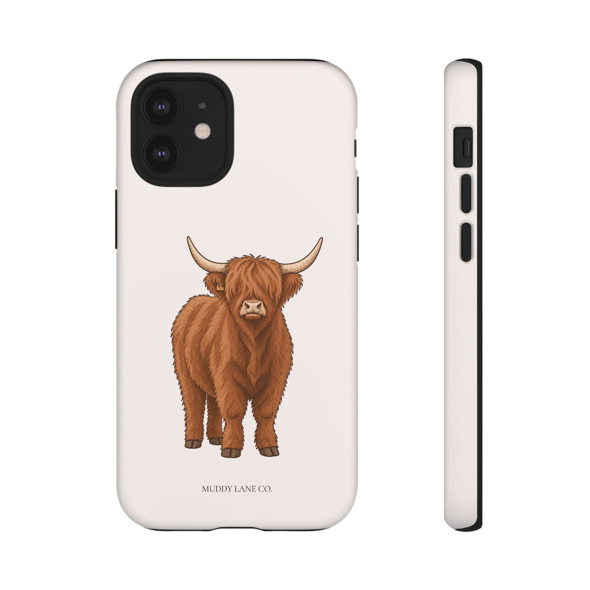 Highland Cow Tough Phone Case in Warm Cream Matte