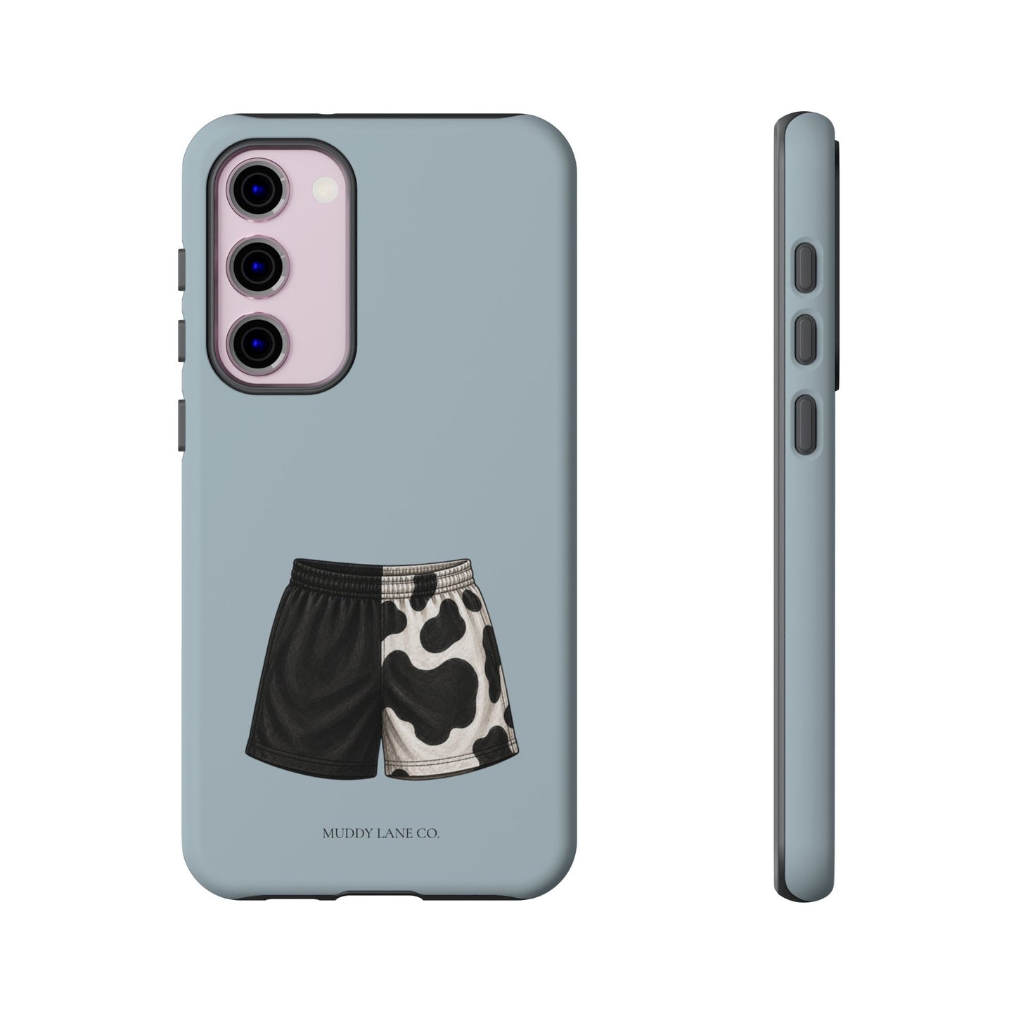 Cow Print Shorts Tough Phone Case in Dusty Blue Matte