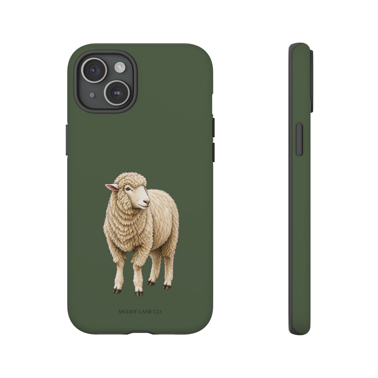 Sheep Tough Phone Case in Forest Green Matte