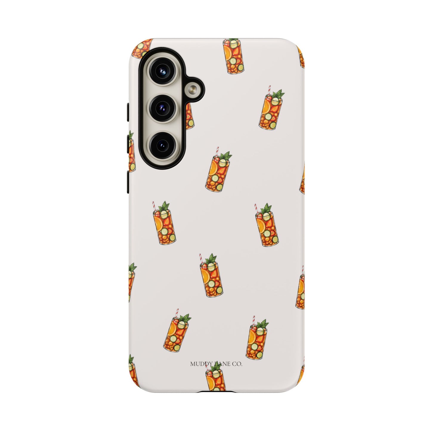 Summer Drink Pattern Tough Phone Case in Warm Cream Matte