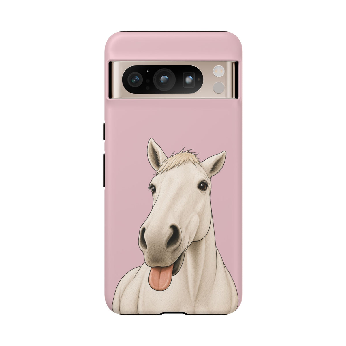 Silly White Horse Tough Phone Case in Soft Rosette Pink Matte