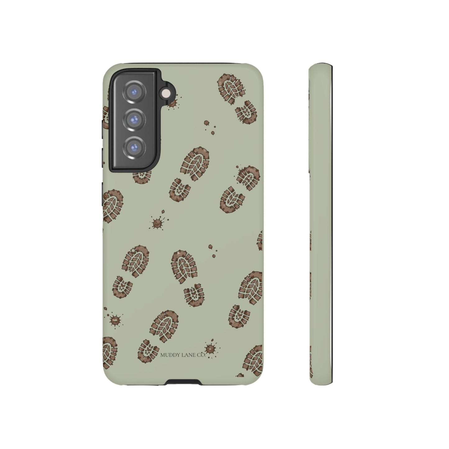 Muddy Boot Print Tough Phone Case in Light Sage Matte