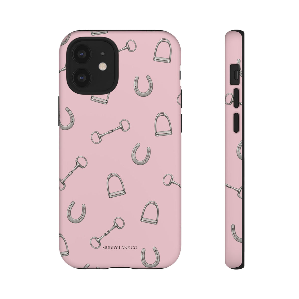 Tack Room Pattern Tough Phone Case in Soft Rosette Pink Matte