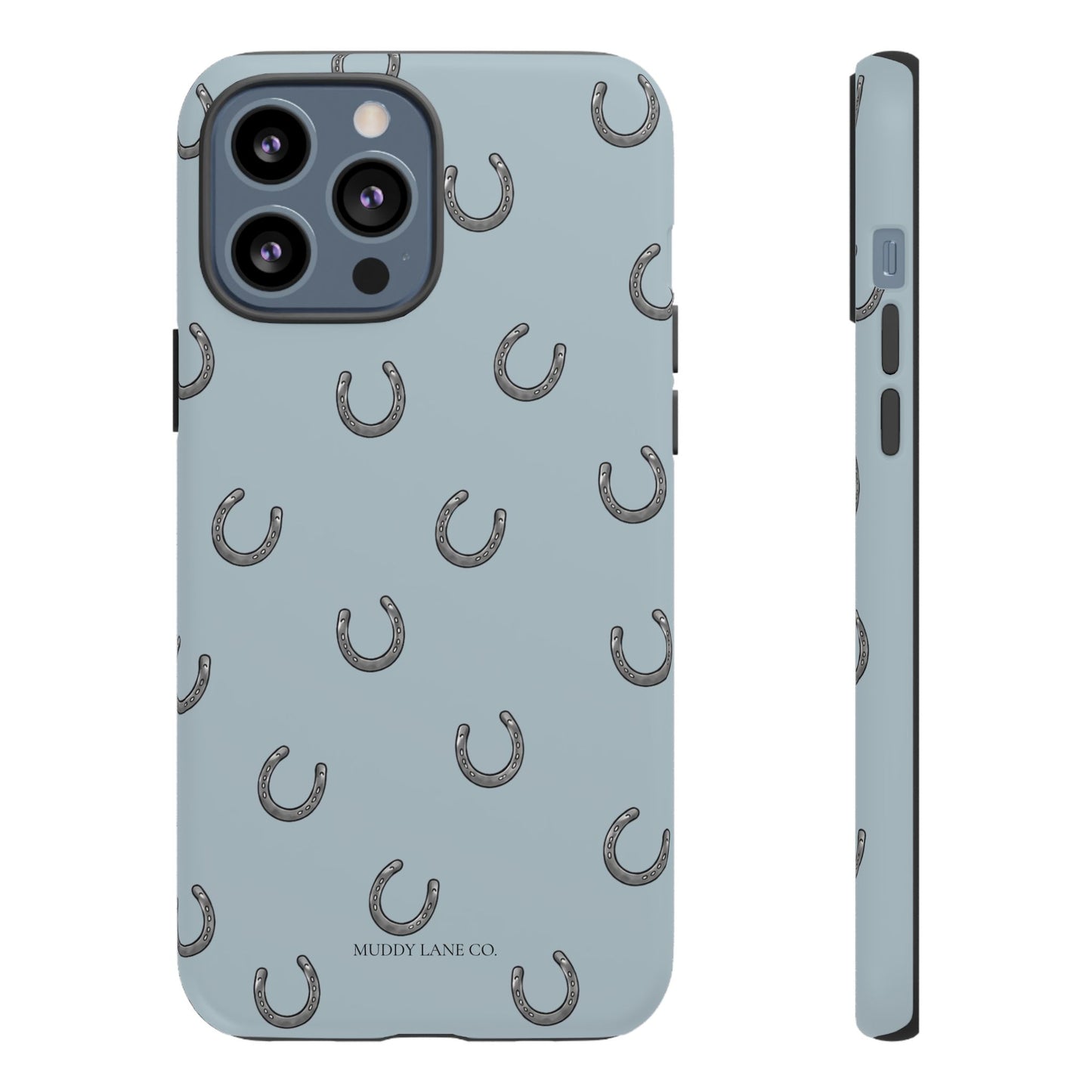Horseshoe Pattern Tough Phone Case in Dusty Blue Matte