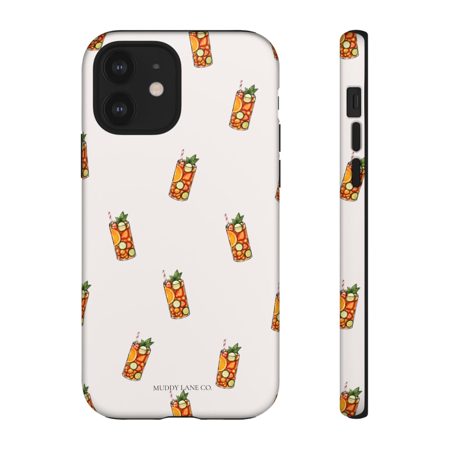 Summer Drink Pattern Tough Phone Case in Warm Cream Matte