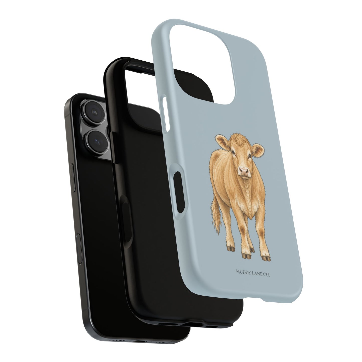 Farm Cow Tough Phone Case in Dusty Blue Matte