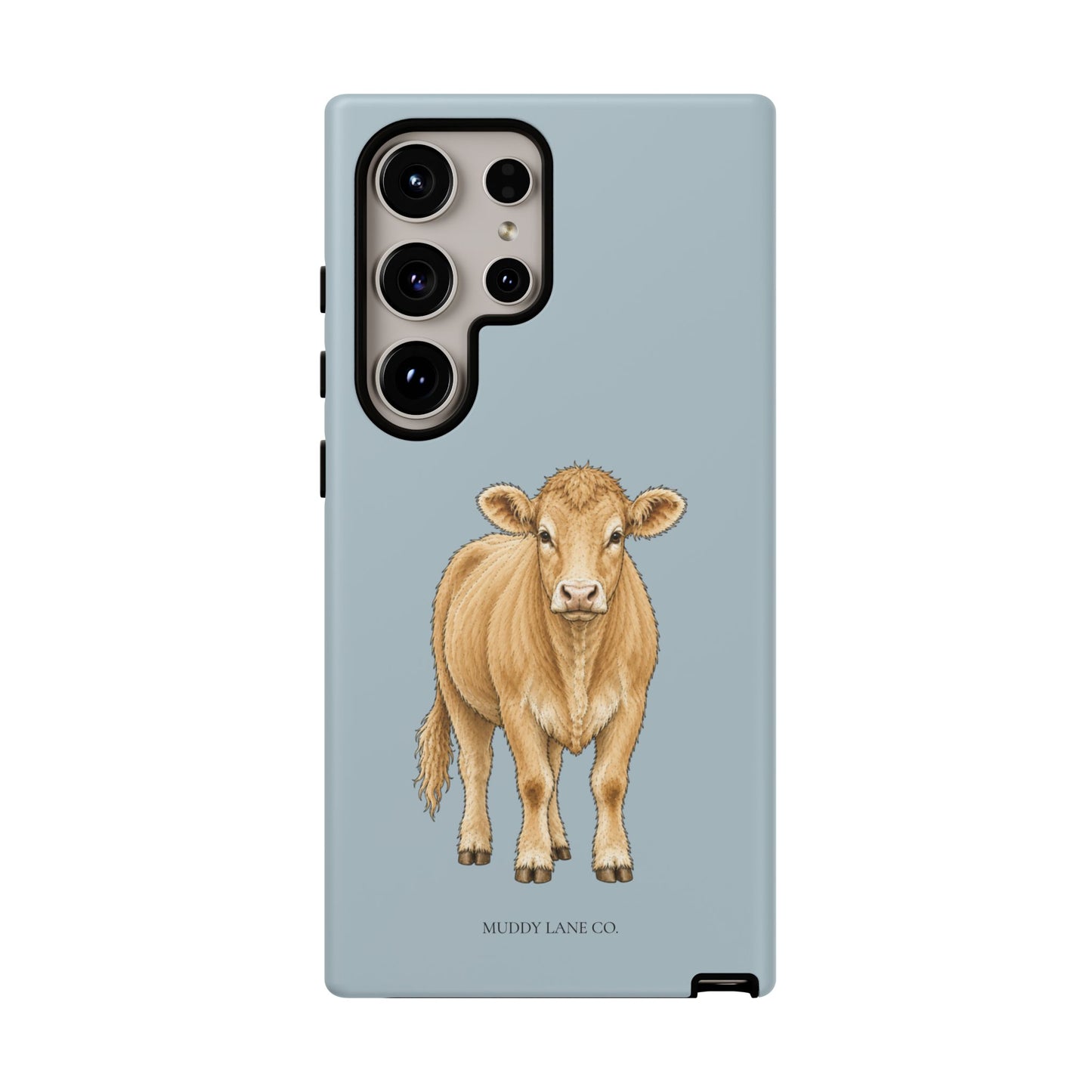 Farm Cow Tough Phone Case in Dusty Blue Matte
