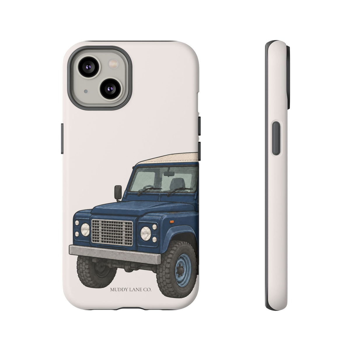 Blue Classic 4x4 Close-Up Tough Phone Case in Warm Cream Matte