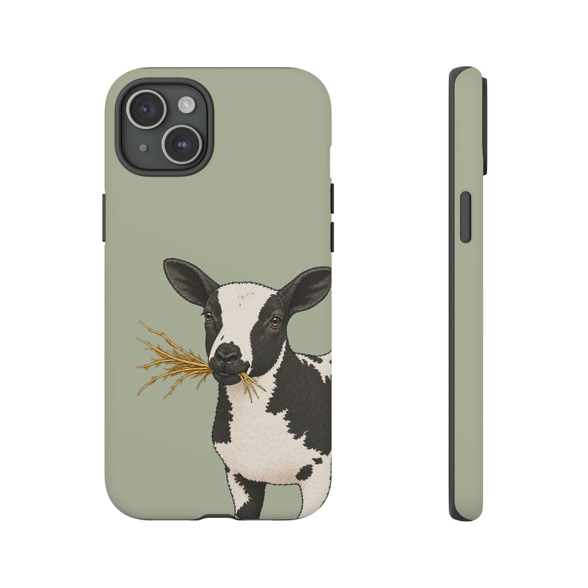 Dutch Spotted Sheep Close-Up Tough Phone Case in Light Sage Matte