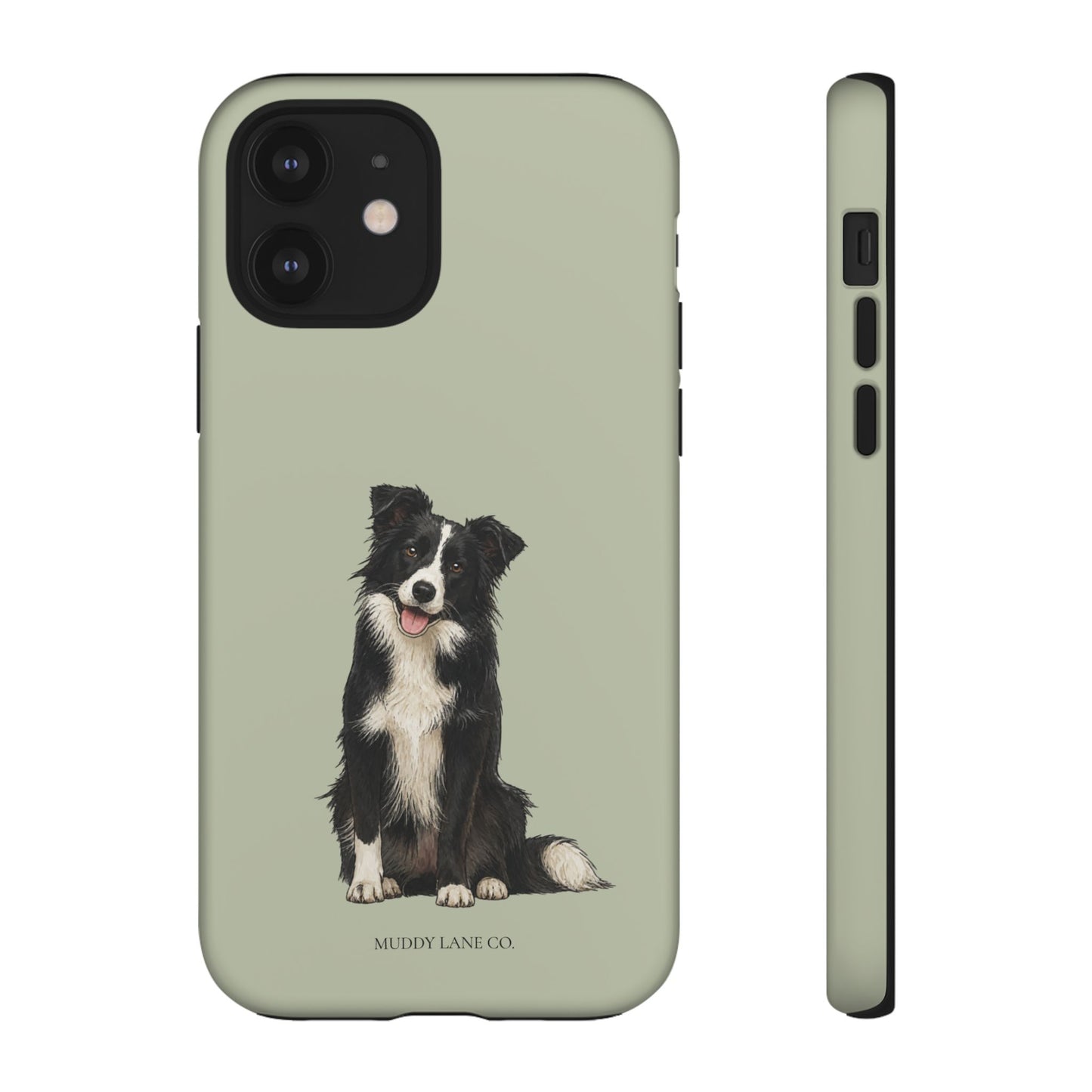 Border Collie Tough Phone Case in Light Sage Matte