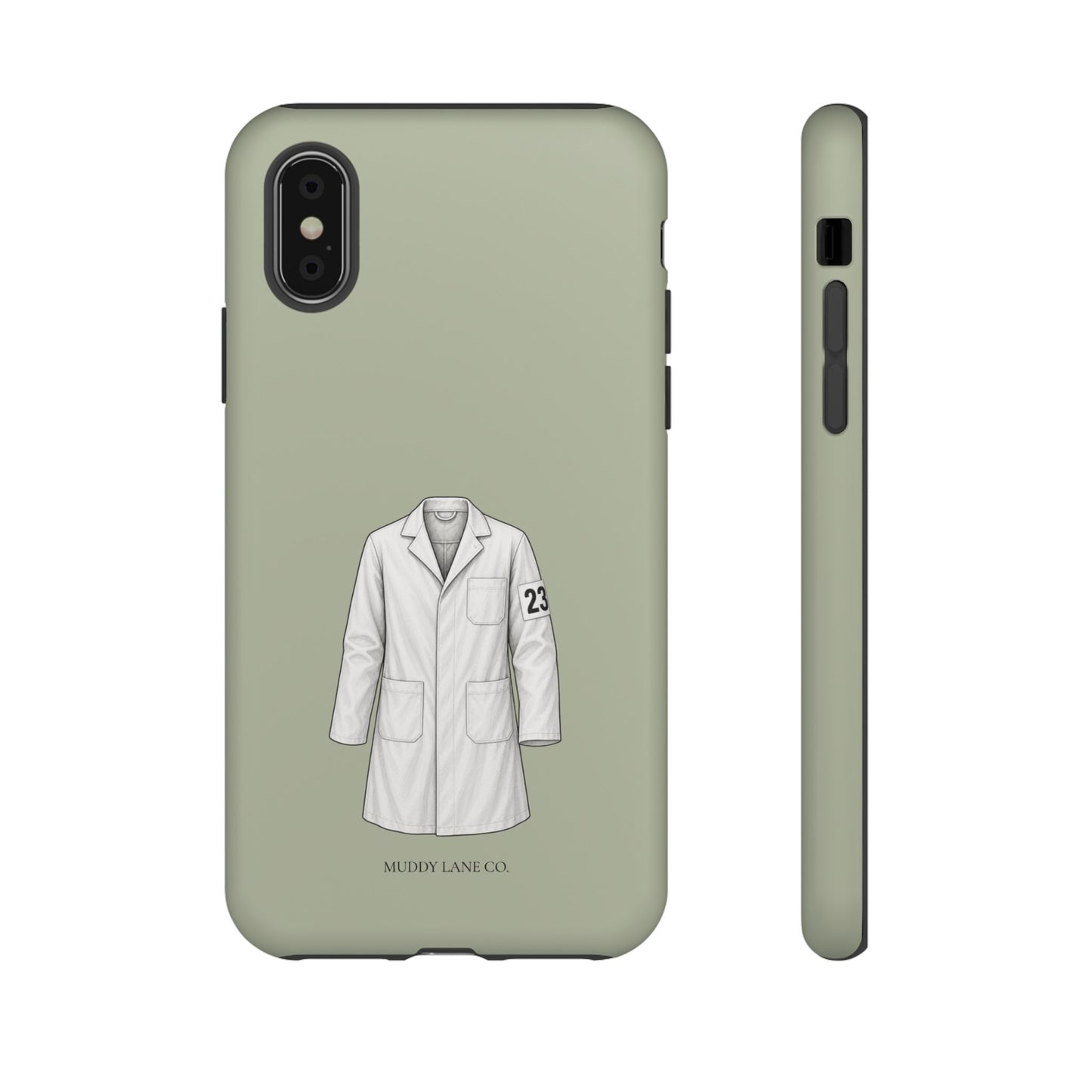 Showing Coat Tough Phone Case in Light Sage Matte