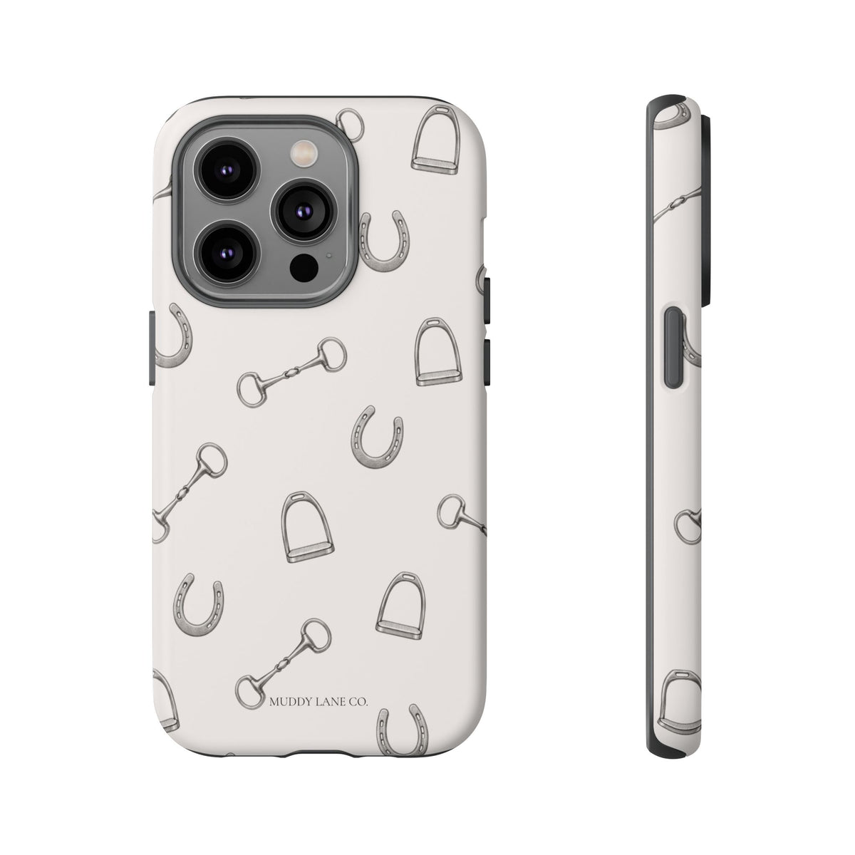 Tack Room Pattern Tough Phone Case in Warm Cream Matte