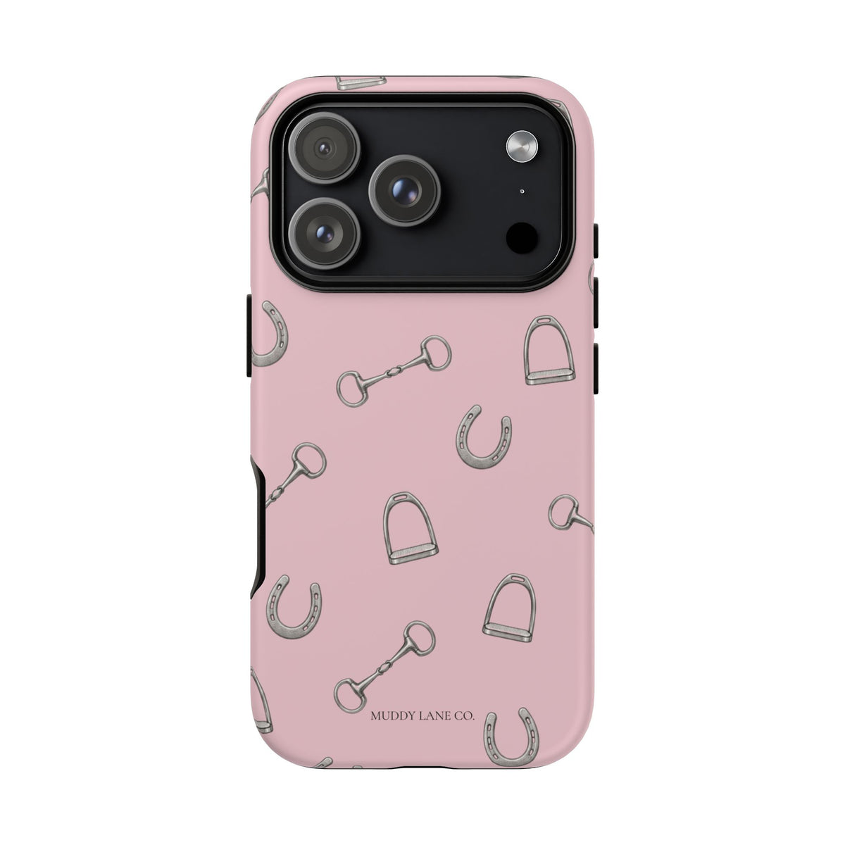 Tack Room Pattern Tough Phone Case in Soft Rosette Pink Matte