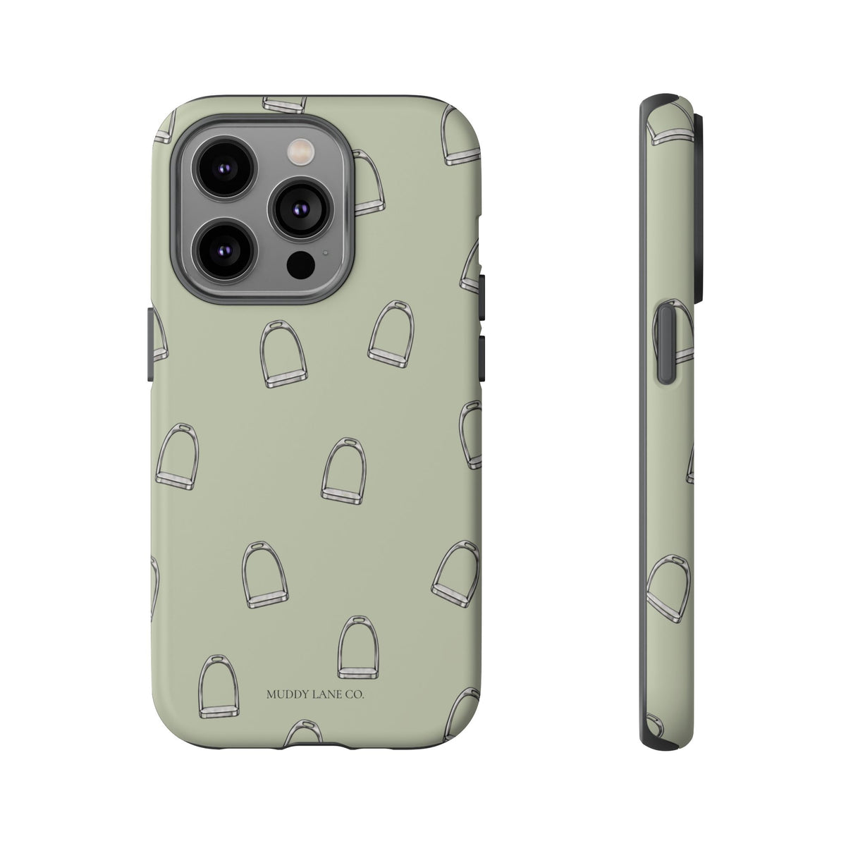 Stirrup Pattern Tough Phone Case in Light Sage Matte