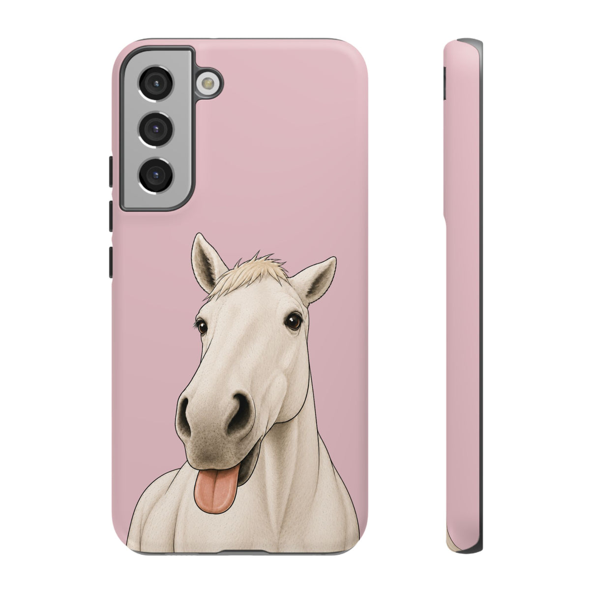 Silly White Horse Tough Phone Case in Soft Rosette Pink Matte